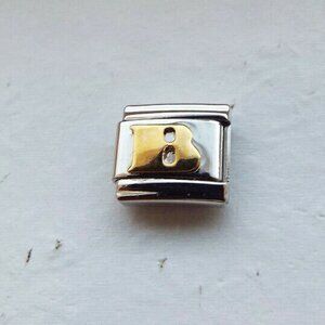 Raised gold metal letter B 9mm stainless steel Italian charm link new